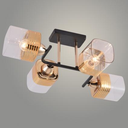 Люстра XA1615B/4 BK+FGD чёрный+золотой хром 4х60W E27 d570 h200, HN25